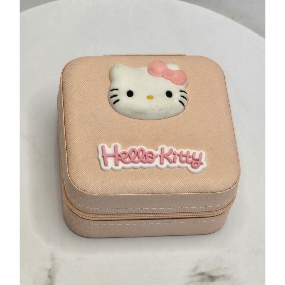 Hello Kitty Pink Travel Jewelry Box Organizer Case Ring Storage Sanrio